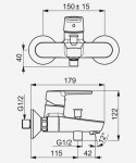 HansaPolo Exposed Shower Mixer - Technical Diagram
