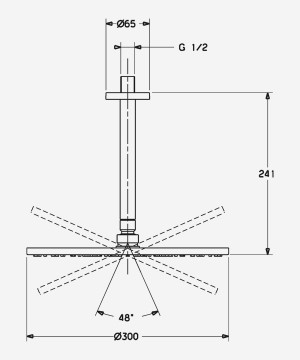 HansaViva Ceiling Mounted Shower Head - technical diagram