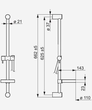 HansaViva Shower Bar - technical diagram